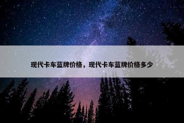 现代卡车蓝牌价格，现代卡车蓝牌价格多少