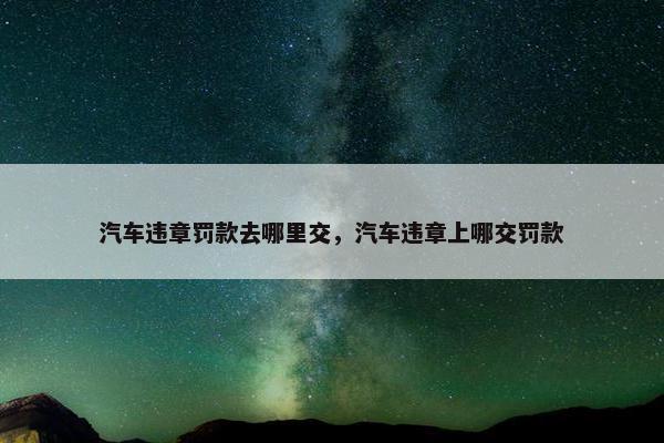 汽车违章罚款去哪里交，汽车违章上哪交罚款