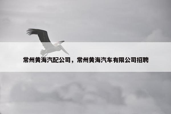 常州黄海汽配公司，常州黄海汽车有限公司招聘