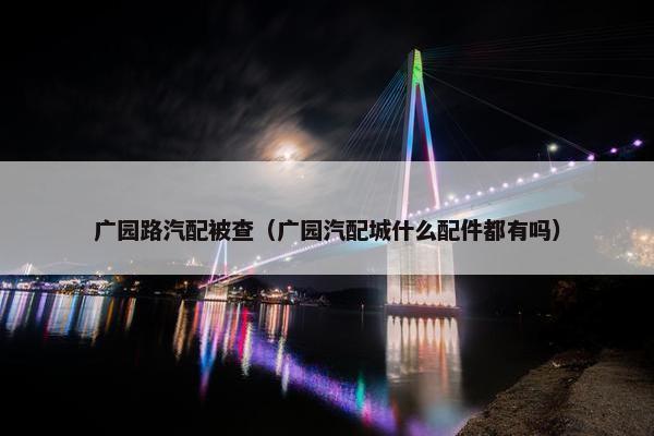 广园路汽配被查（广园汽配城什么配件都有吗）