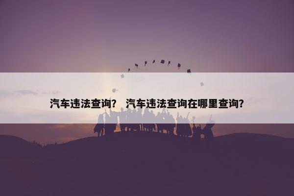 汽车违法查询？ 汽车违法查询在哪里查询？
