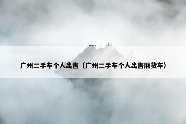 广州二手车个人出售（广州二手车个人出售厢货车）