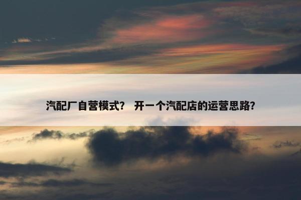 汽配厂自营模式？ 开一个汽配店的运营思路？