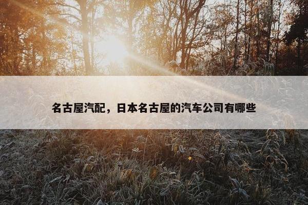 名古屋汽配，日本名古屋的汽车公司有哪些