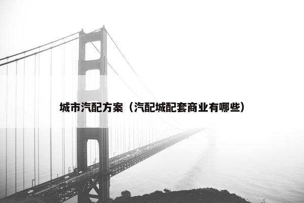 城市汽配方案（汽配城配套商业有哪些）