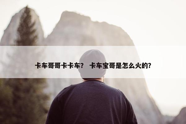 卡车哥哥卡卡车？ 卡车宝哥是怎么火的？