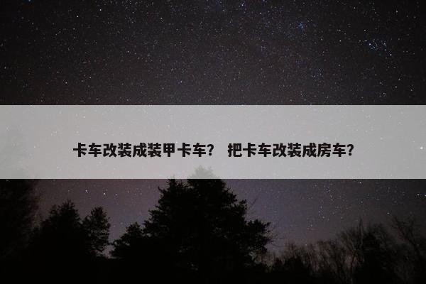 卡车改装成装甲卡车？ 把卡车改装成房车？