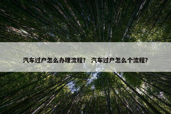 汽车过户怎么办理流程？ 汽车过户怎么个流程？