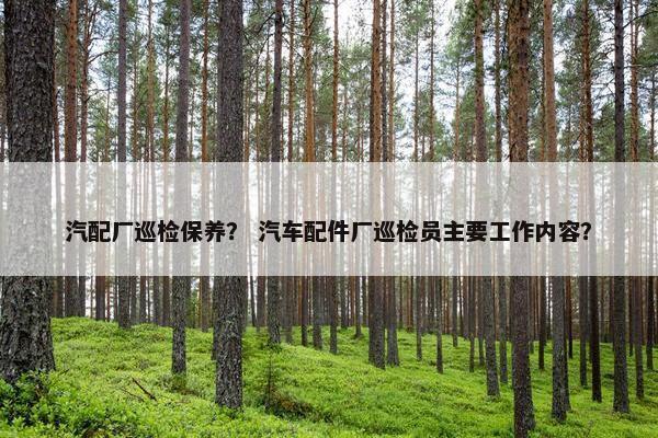 汽配厂巡检保养？ 汽车配件厂巡检员主要工作内容？