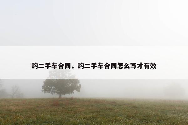 购二手车合同，购二手车合同怎么写才有效