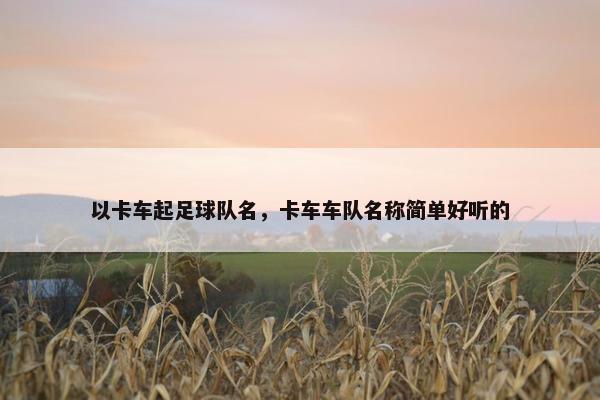 以卡车起足球队名，卡车车队名称简单好听的